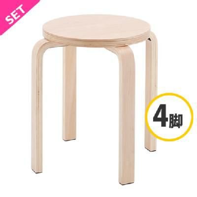 木製丸椅子 ナチュラル4脚入 Z-SHSC-1-4SET