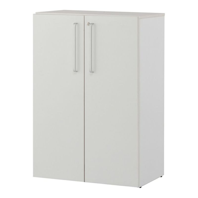 木製格子型シェルフ2列3段 ホワイト共通扉付き グレーEバック SHWKS3-23LDWH2