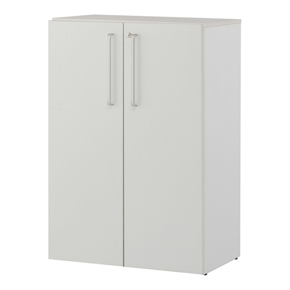 木製格子型シェルフ2列3段 ホワイト共通扉付き グレーEバック SHWKS3-23LDWH2