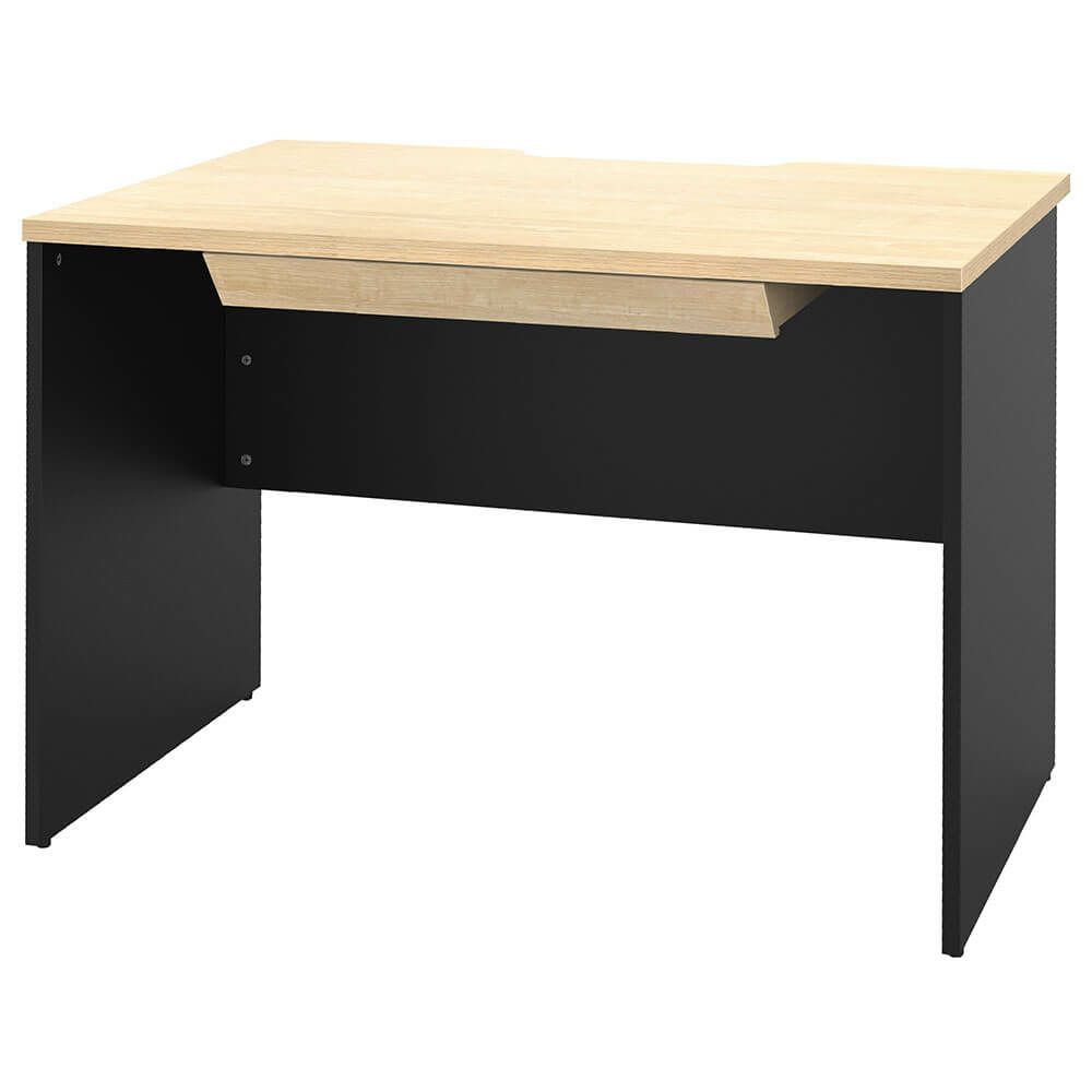 プラン木製デスク W1000×D700 ナチュラル×ブラック脚 引出付き