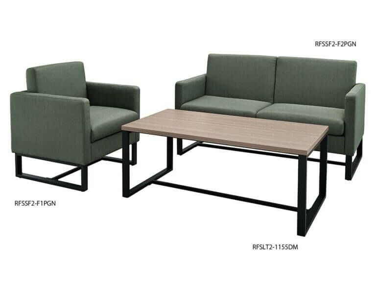 アール・エフ・ヤマカワ スクエアソファⅡ ファブリック 1人掛け グリーン RFSSF2-F1PGN